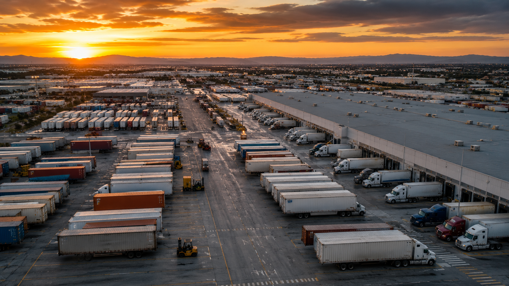 logistics warehouse and trucking yard